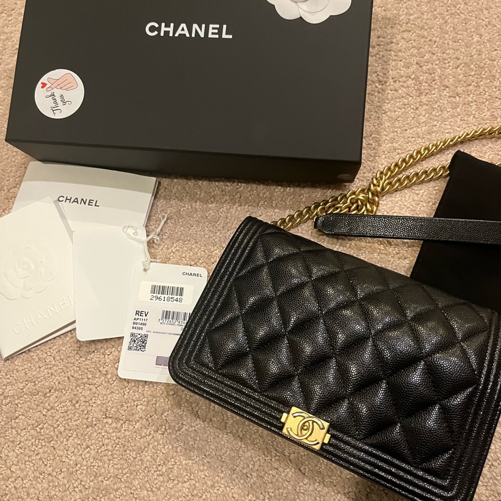 Chanel wallet on chain woc boy black